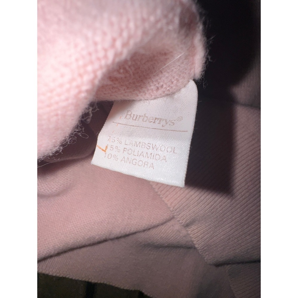 Vintage Burberrys of London Pink V-Neck Sweater Lambswool Angora Spain Size 7 - Picture 4 of 10